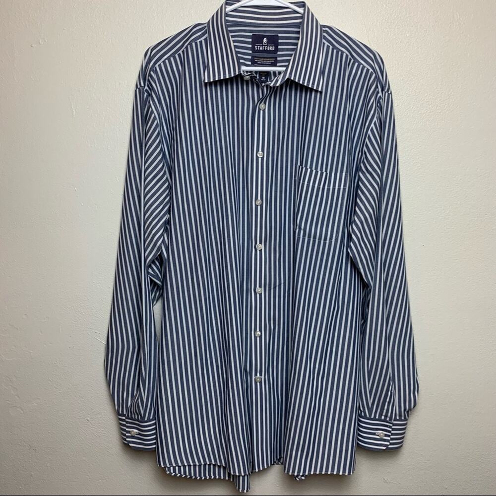 Stanford Mens Large Striped Button Down Dress Shirt